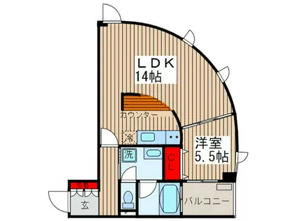 サンハウス(1LDK/3階)の間取り写真
