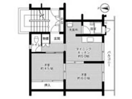 ビレッジハウス阿波根(2DK/2階)の間取り写真