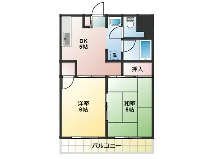 コスモス前原(2DK/3階)の間取り写真