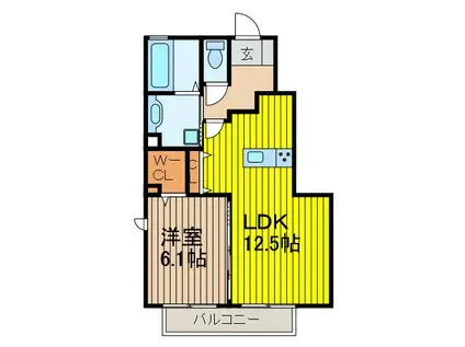 ボンヌール(1LDK/1階)の間取り写真
