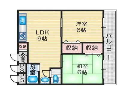 第3関根マンション(2LDK/3階)の間取り写真