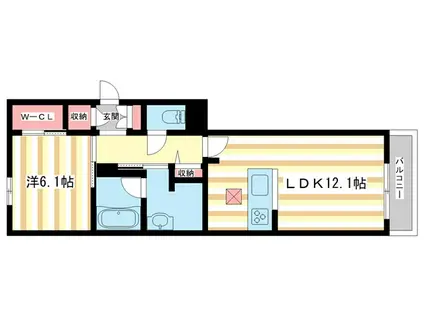 シャーメゾンやすらぎ(1LDK/1階)の間取り写真