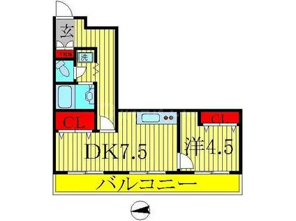 ウィンベルデュエット北柏第1(1DK/1階)の間取り写真