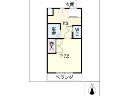 パークサイド岩崎(1K/3階)の間取り写真