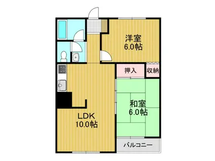 泉ヶ丘コーポラス A棟(2LDK/2階)の間取り写真