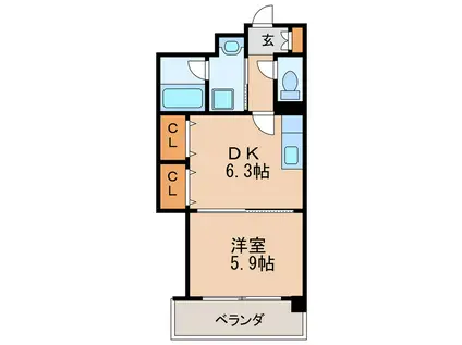 綾羽アネックス葵(1DK/4階)の間取り写真