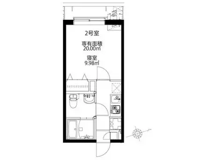 スカイヒルズ春日部(1K/1階)の間取り写真