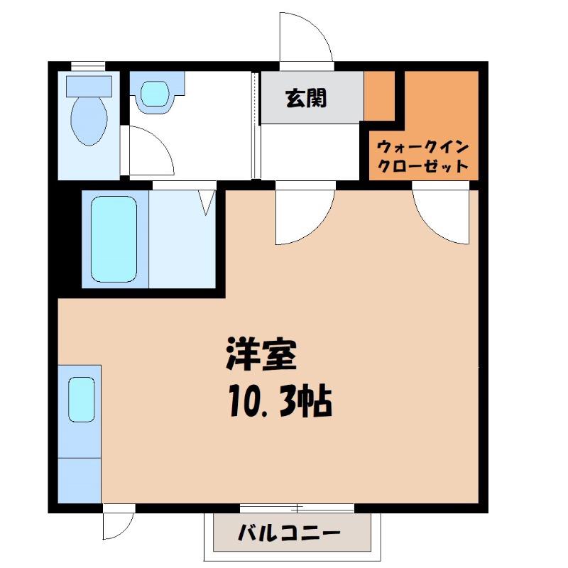プランドールD棟(ワンルーム/2階)の間取り写真