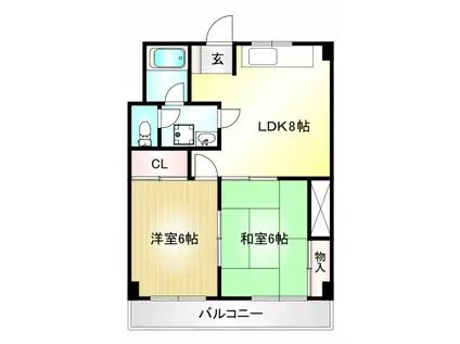 グリンフィールドA(2DK/3階)の間取り写真