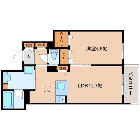 シャトードール リュミエール(1LDK/1階)の間取り写真