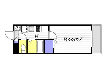 ウェーブレジデンス北長瀬(1K/2階)の間取り写真