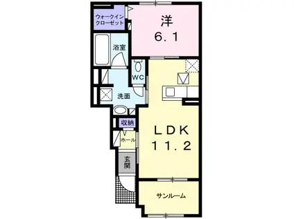 シェ モアI(1LDK/1階)の間取り写真