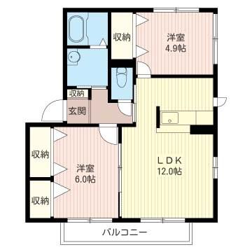 サザンクロスIII(2LDK/2階)の間取り写真