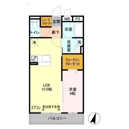 サンシャインみさと(1LDK/2階)の間取り写真