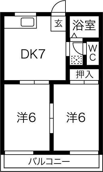 ファミールハイツ B(2DK/1階)の間取り写真