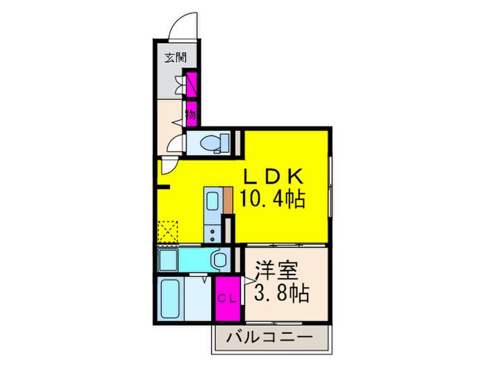 アヴェニール服部(1LDK/2階)の間取り写真