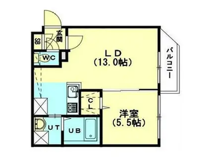 ルヌアージュ東区役所前(1LDK/1階)の間取り写真
