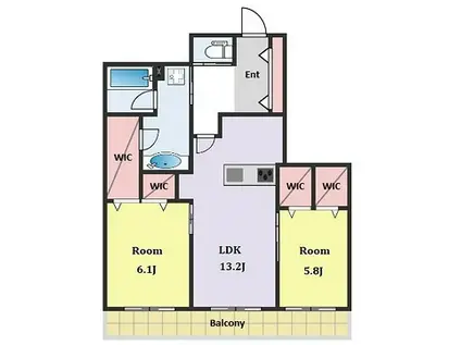 上馬5丁目メゾン(2LDK/2階)の間取り写真
