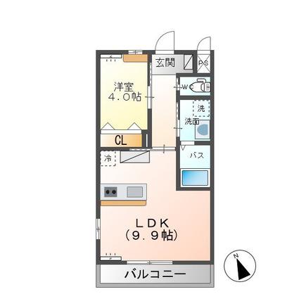 アリエッタ しもつけ(1LDK/2階)の間取り写真