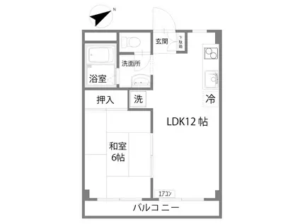 ヴィラパークヒルI(1LDK/2階)の間取り写真