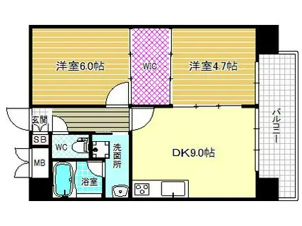 ES-GRANDE UMEDAKITA旧ALCEDAR COURT(2DK/5階)の間取り写真