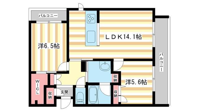 サニーサイドリュクス(2LDK/2階)の間取り写真