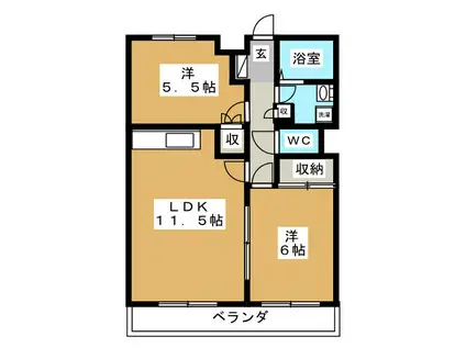 CASA W3 A(2LDK/3階)の間取り写真