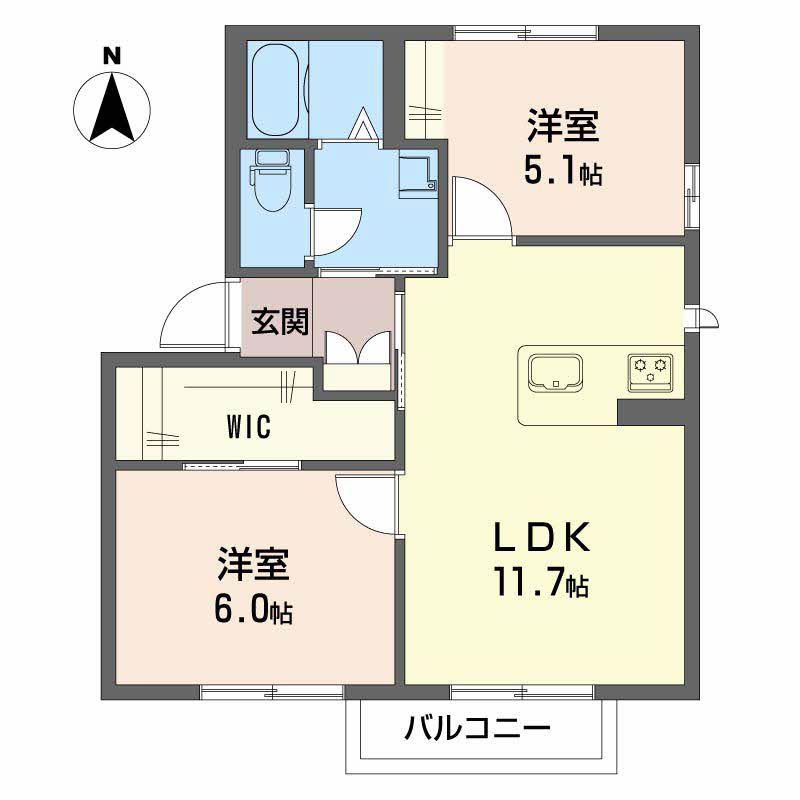 ガーデンパレス C棟(2LDK/1階)の間取り写真