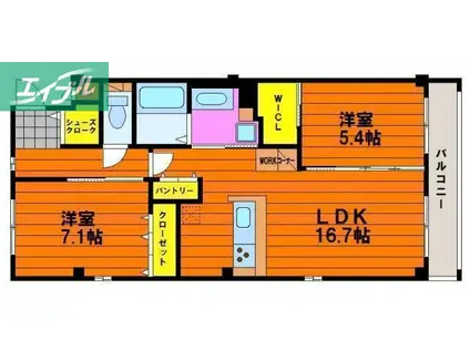 クレセント中仙道6(2LDK/1階)の間取り写真