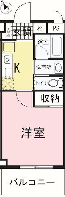 グリーンガーデン(1K/2階)の間取り写真