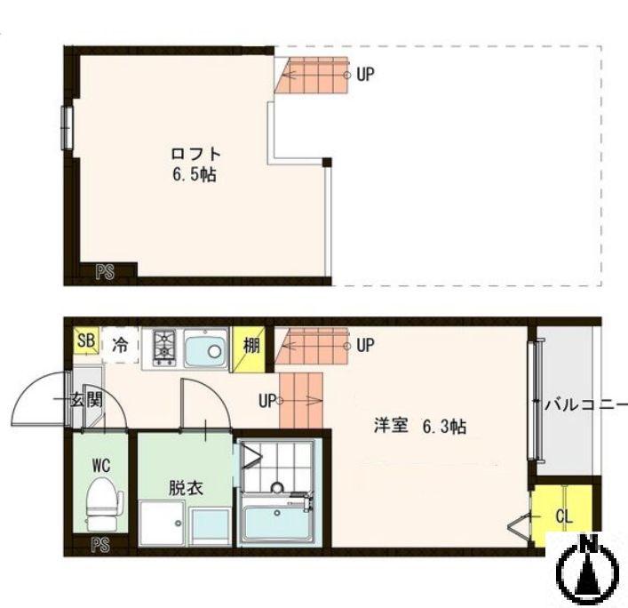 リヴェール大和町(1K/1階)の間取り写真