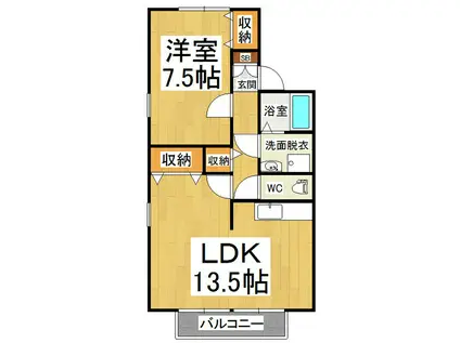 オアシスTAKE(1LDK/1階)の間取り写真