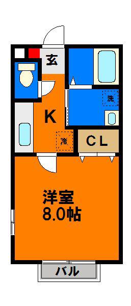 エクセル8(1K/1階)の間取り写真