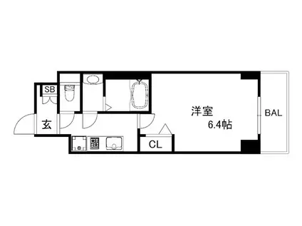 CREST TAPP DITA 神戸西パークフロント(1K/8階)の間取り写真