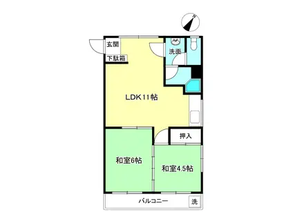 百合丘マンション(2LDK/2階)の間取り写真