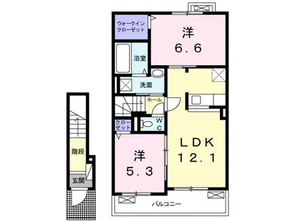 ブレッサテラス・相生(2LDK/2階)の間取り写真