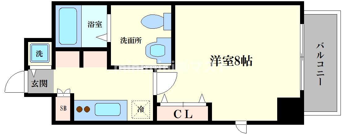 ルクレ難波(1K/2階)の間取り写真