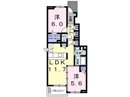 サンライズB(2LDK/1階)の間取り写真