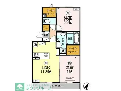 ロイジェントパークスレイクタウンII L(2LDK/2階)の間取り写真