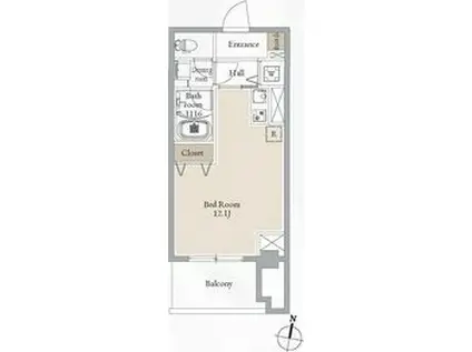 ブルーヴェル青葉通(ワンルーム/5階)の間取り写真