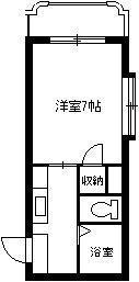 レインボー鴨池(1K/2階)の間取り写真