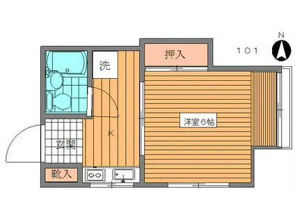 サンハウス(1K/1階)の間取り写真