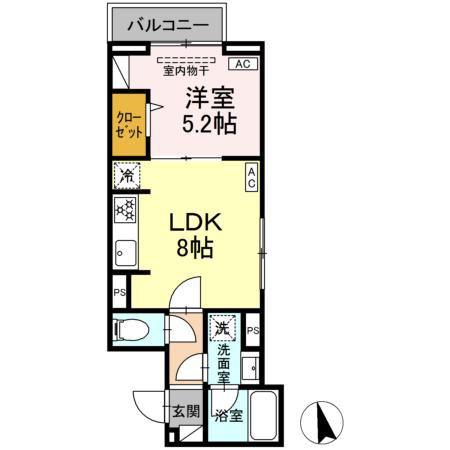 セレスティア前野町(1LDK/3階)の間取り写真