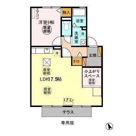アルカイックシャトー西館(1LDK/1階)の間取り写真