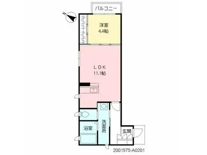 K-ブルーノII(1LDK/2階)の間取り写真