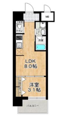 リヴィアス三明町(1LDK/6階)の間取り写真