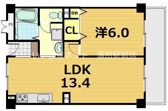 ミシガンハウス浜大津(1LDK/7階)の間取り写真