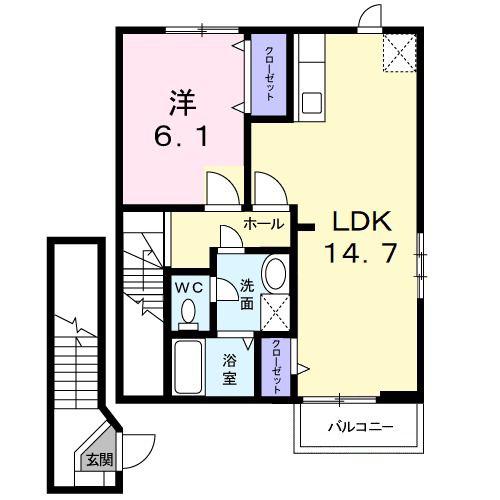 パルテールセゾンA(1LDK/2階)の間取り写真