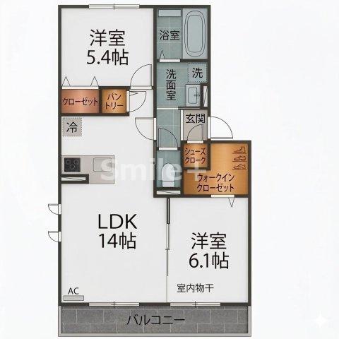 グランフェリス A棟(2LDK/3階)の間取り写真