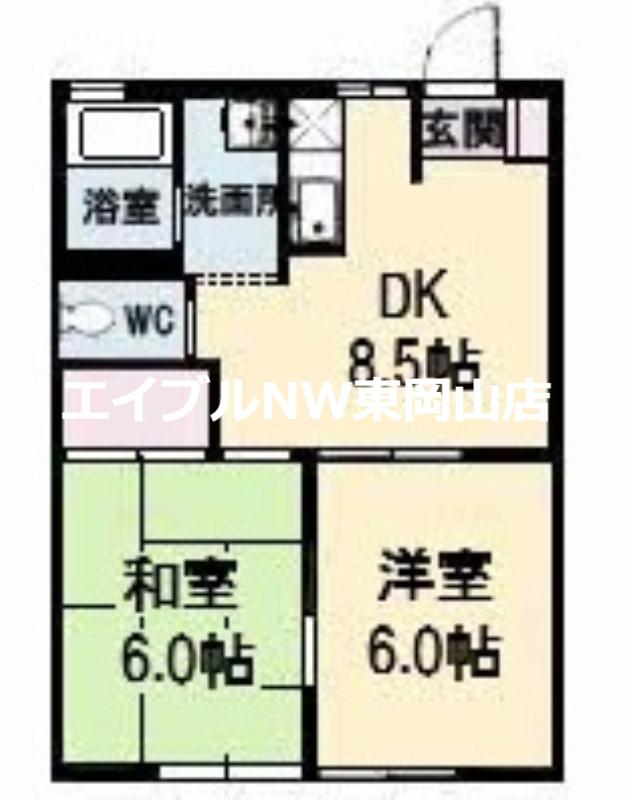 ヴィレッジ高島A棟(2DK/1階)の間取り写真